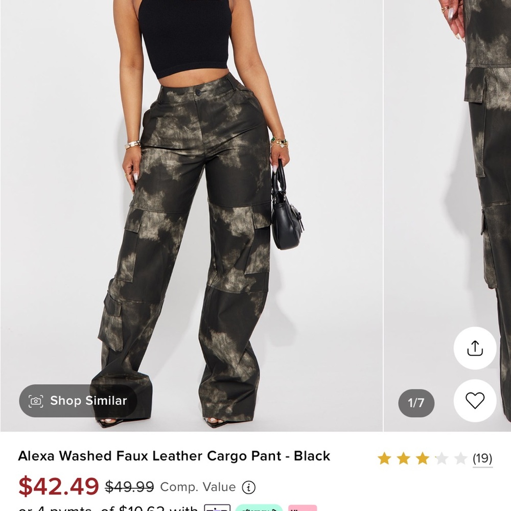 Never worn faux leather cargo pants